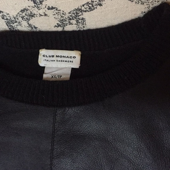 Club Monaco Ramona Leather Front Cashmere Sweater - Picture 3 of 5